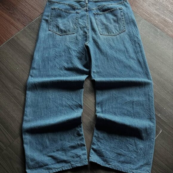 Relaxed Fit Wide-Leg Blue Denim Jeans - Picture 2 of 5